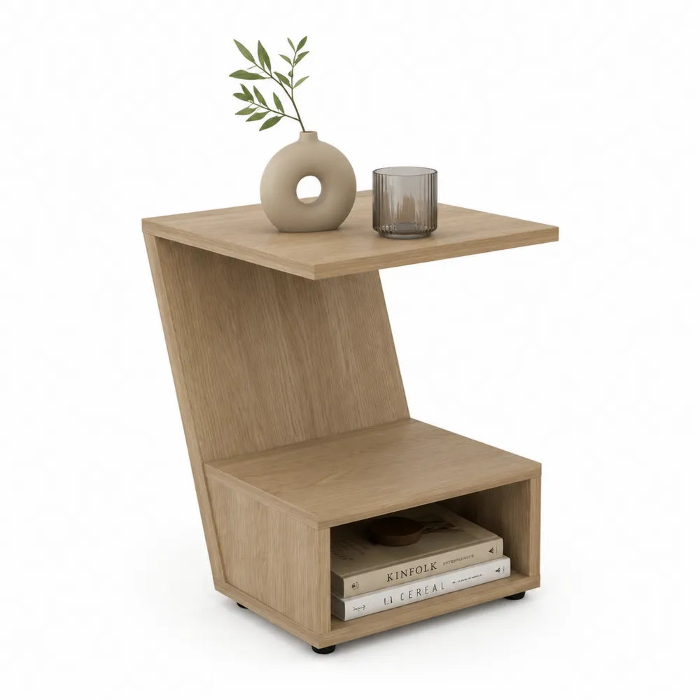 Beistelltisch 45 cm x 35 cm x 55 cm MDF Eichenoptik rechteckig Hellbraun mit Ablagefach